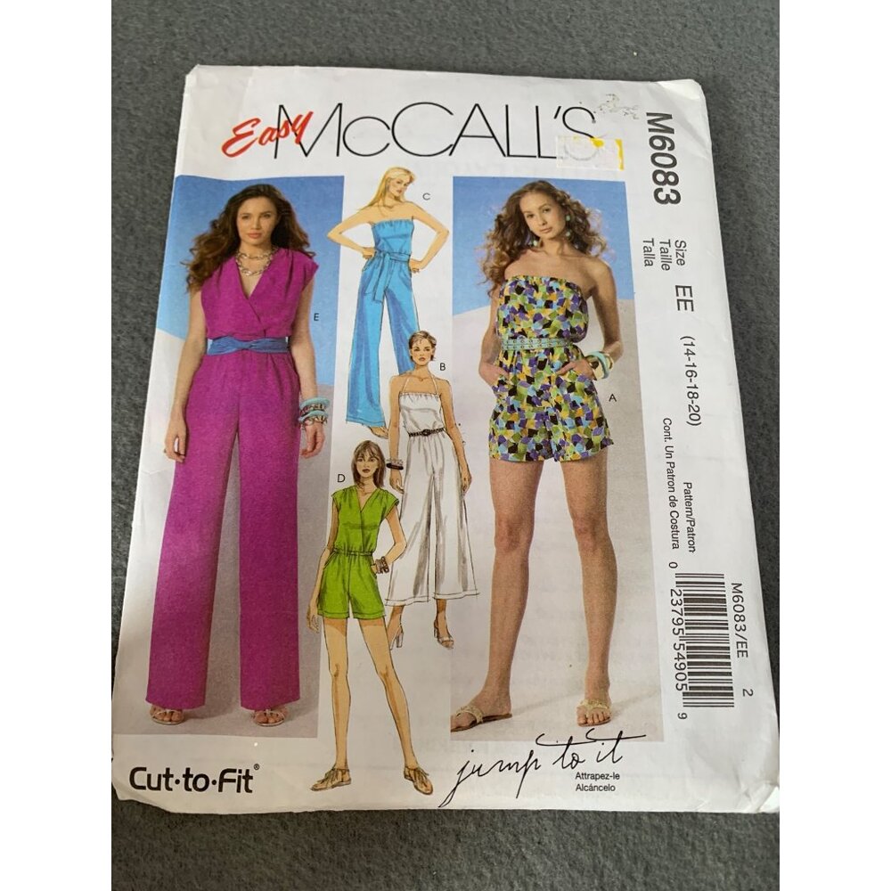 Easy McCalls Sewing Pattern M6083 Jumpsuit Romper Size 14-16-18-20 uncut 2010